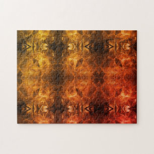 Rood goudglas Fiery Tribal Style Warm Tonen Legpuzzel
