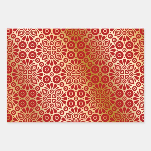 Rood goudvormig elegant inpakpapier vel (Voorkant 2)