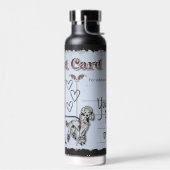 Rood Grijs Briefkaart Vrouw en Poedel Liefde Waterfles (Links)