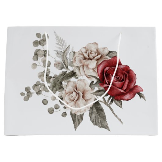 Rood Grijs & Cream Boho Bloem Boeket Groot Cadeauzakje (Voorkant)