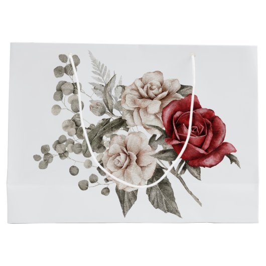 Rood Grijs & Cream Boho Bloem Boeket Groot Cadeauzakje (Achterkant)