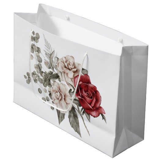 Rood Grijs & Cream Boho Bloem Boeket Groot Cadeauzakje (Voorkant Gekanteld)