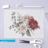 Rood Grijs & Cream Boho Bloem Boeket Tissuepapier (Craft)