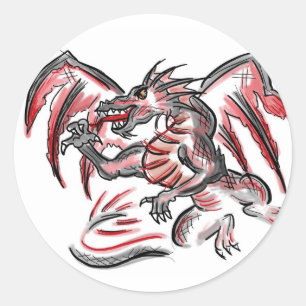 Rood grijs draak stickers