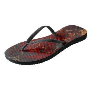 Rood, grijs en oranje Abstract Teenslippers