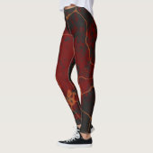 Rood, grijs en sinaasappel Abstract Leggings (Links)