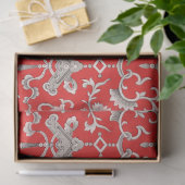 Rood, grijs en wit floraal decoupage papier (Geschenk)