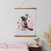 Rood Grijs en Zwart Abstract Mad Bird Hangend Wandkleed (Slaapkamer)