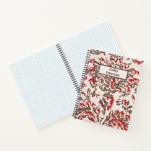 rood grijs Filigree Spiral Graph Paper Notitieboek (Binnen)