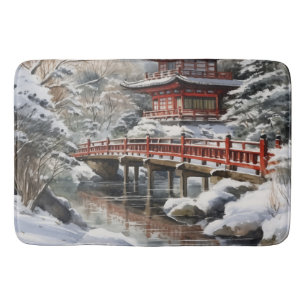 Rood Grijs Japanse Pagoda Soribashi Winter Badmat