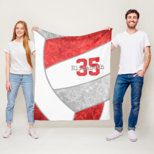 Rood Grijs Meisje Volleybal W Atleet Aangepaste Na Fleece Deken