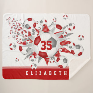 rood grijs meisjes sport voetballen sherpa deken