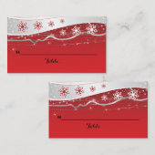 Rood, grijs snowflake bruiloft plaatskaartje (Voorkant / Achterkant)