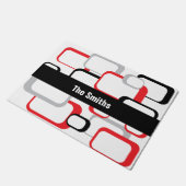 Rood Grijs Vierkant Patroon Zwarte Streep Personal Deurmat (Schuin)