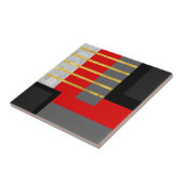 Rood grijs zwart goud geometrisch blok tegeltje (Zijkant)
