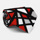 Rood grijs zwart wit Abstract geometrisch Stropdas (Opgerold)