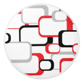 Rood Grijs Zwart Wit Retro Vierkant Patroon Keramische Knop (Voorkant)