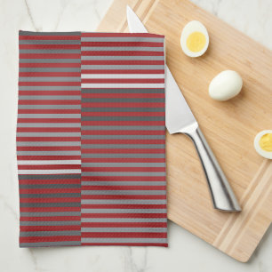 Rood, Grijs, Zwart, Witte Strepen Theedoek