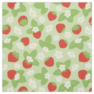 Rood groen aardbeienpatroon stof