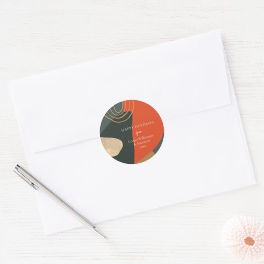 Rood Groen Abstract Uniek Zakelijk Kerst Ronde Sticker (Envelop)