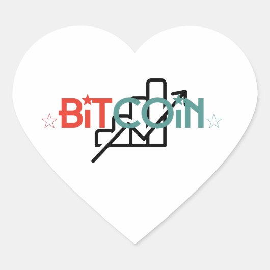 "Rood Groen Bitcoin Groeigrafiek Hart Ontwerp" Sticker (Voorkant)