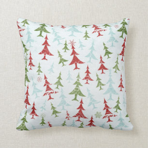 Rood, groen, blauw en wit kerstseizoen kussen