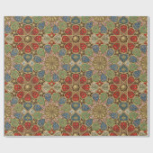 Rood Groen Blauw Faux Goud Arabisch Kunstpatroon Cadeaupapier (Vlak)