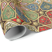 Rood Groen Blauw Faux Goud Arabisch Kunstpatroon Cadeaupapier (Rol Hoek)