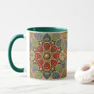 Rood Groen Blauw Faux Goud Arabisch Kunstpatroon Mok