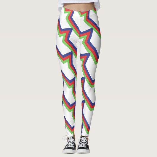 Rood groen blauw gestreept leggings (Voorkant)