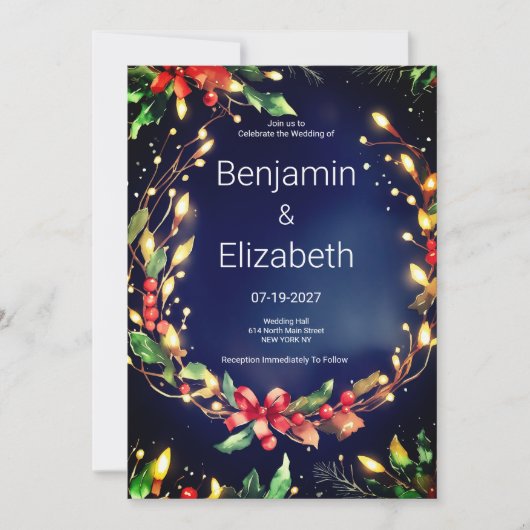 Rood groen blauw Kerst bloemenkrans Trouwen Kaart (Voorkant)