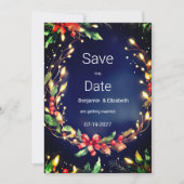 Rood groen blauw Kerstbloem Save the Date Kaart (Voorkant)