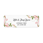 Rood & Groen Bloeiend Script | Witte kerst Etiket (Voorkant)