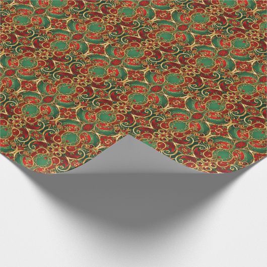 Rood Groen Bloemen Kerst Vakantie Inpakpapier (Hoek)