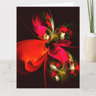 Rood Groen Bloemen Modern Abstract Kunstpatroon #0 Bedankkaart