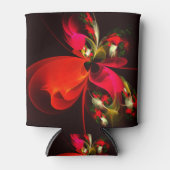 Rood Groen Bloemen Modern Abstract Kunstpatroon #0 Blikjeskoeler (Voorkant)