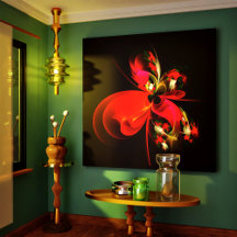 Rood Groen Bloemen Modern Abstract Kunstpatroon #0