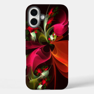 Rood Groen Bloemen Modern Abstract Kunstpatroon #0 iPhone 16 Plus Hoesje