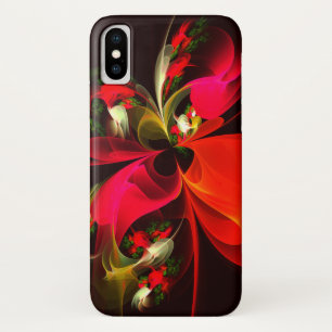 Rood Groen Bloemen Modern Abstract Kunstpatroon #0 iPhone X Hoesje