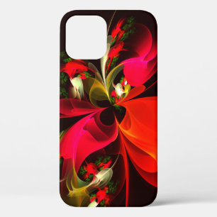 Rood Groen Bloemen Modern Abstract Kunstpatroon #0 iPhone 12 Hoesje