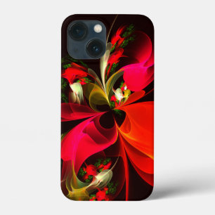 Rood Groen Bloemen Modern Abstract Kunstpatroon #0 iPhone 13 Mini Hoesje