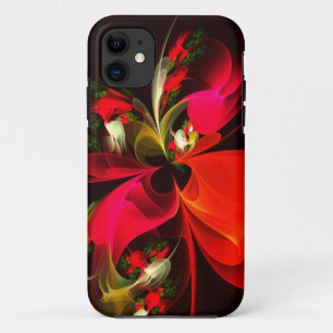 Rood Groen Bloemen Modern Abstract Kunstpatroon #0 iPhone 11 Hoesje