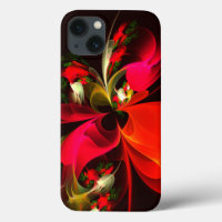 Rood Groen Bloemen Modern Abstract Kunstpatroon #0