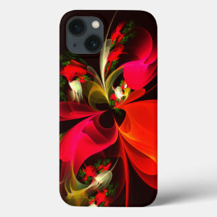 Rood Groen Bloemen Modern Abstract Kunstpatroon #0 iPhone 13 Hoesje