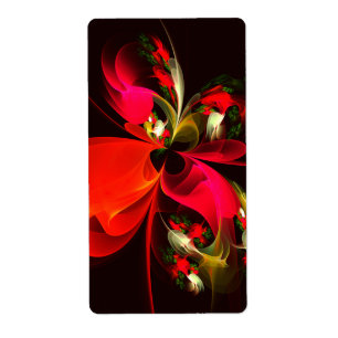 Rood Groen Bloemen Modern Abstract Kunstpatroon #0 Etiket