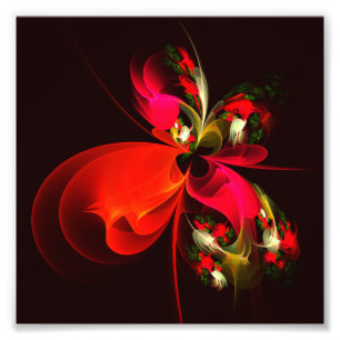 Rood Groen Bloemen Modern Abstract Kunstpatroon #0 Foto Afdruk