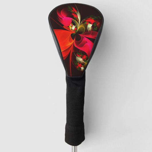 Rood Groen Bloemen Modern Abstract Kunstpatroon #0 Golfheadcover (Voorkant)
