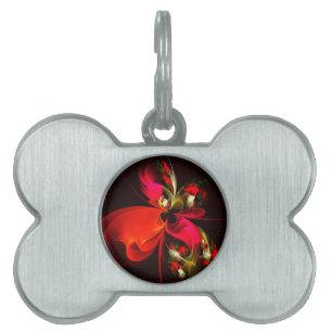 Rood Groen Bloemen Modern Abstract Kunstpatroon #0 Huisdieren Naamplaatje