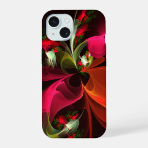 Rood Groen Bloemen Modern Abstract Kunstpatroon #0 iPhone 15 Hoesje