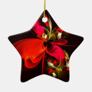 Rood Groen Bloemen Modern Abstract Kunstpatroon #0 Keramisch Ornament